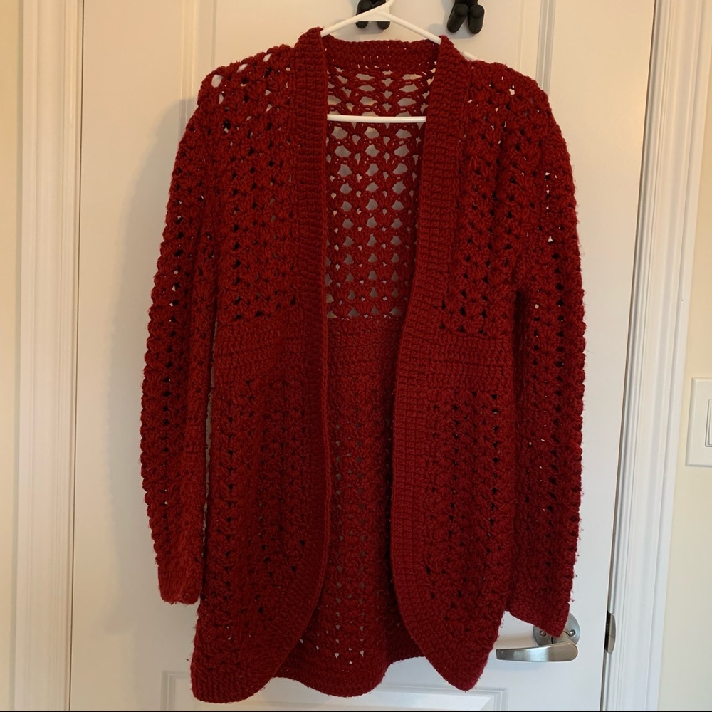 Hand knit cardigan sweater